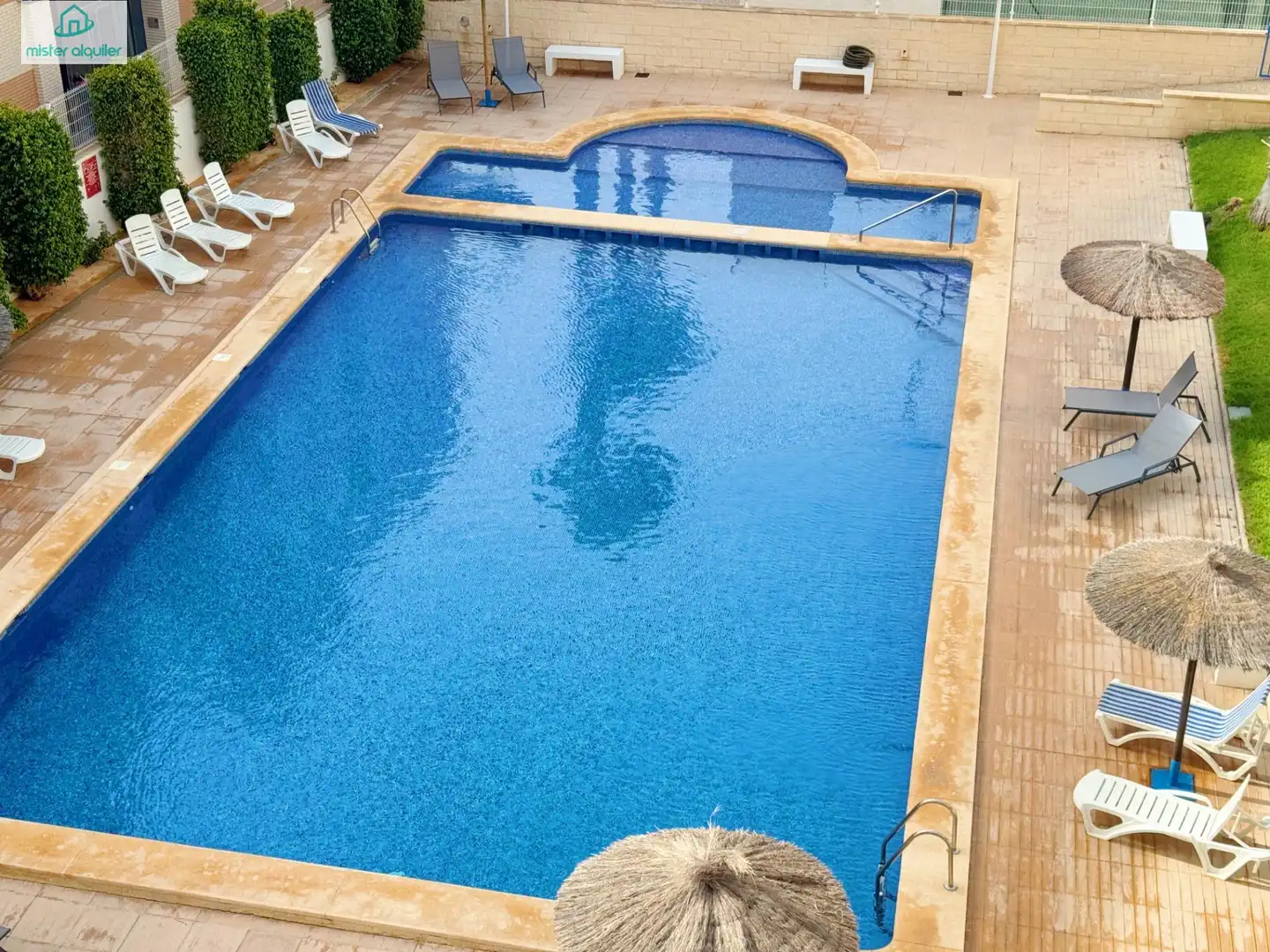 Piscina de Apartamento de alquiler en El Campello con Aire acondicionado, Jardín privado y Terraza