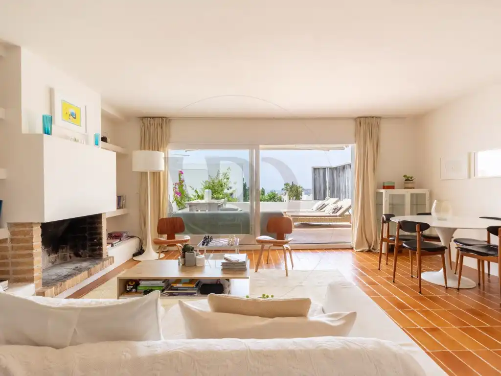 Sala d'estar de Casa adosada de lloguer en Santa Eulària des Riu amb Aire condicionat i Piscina comunitària