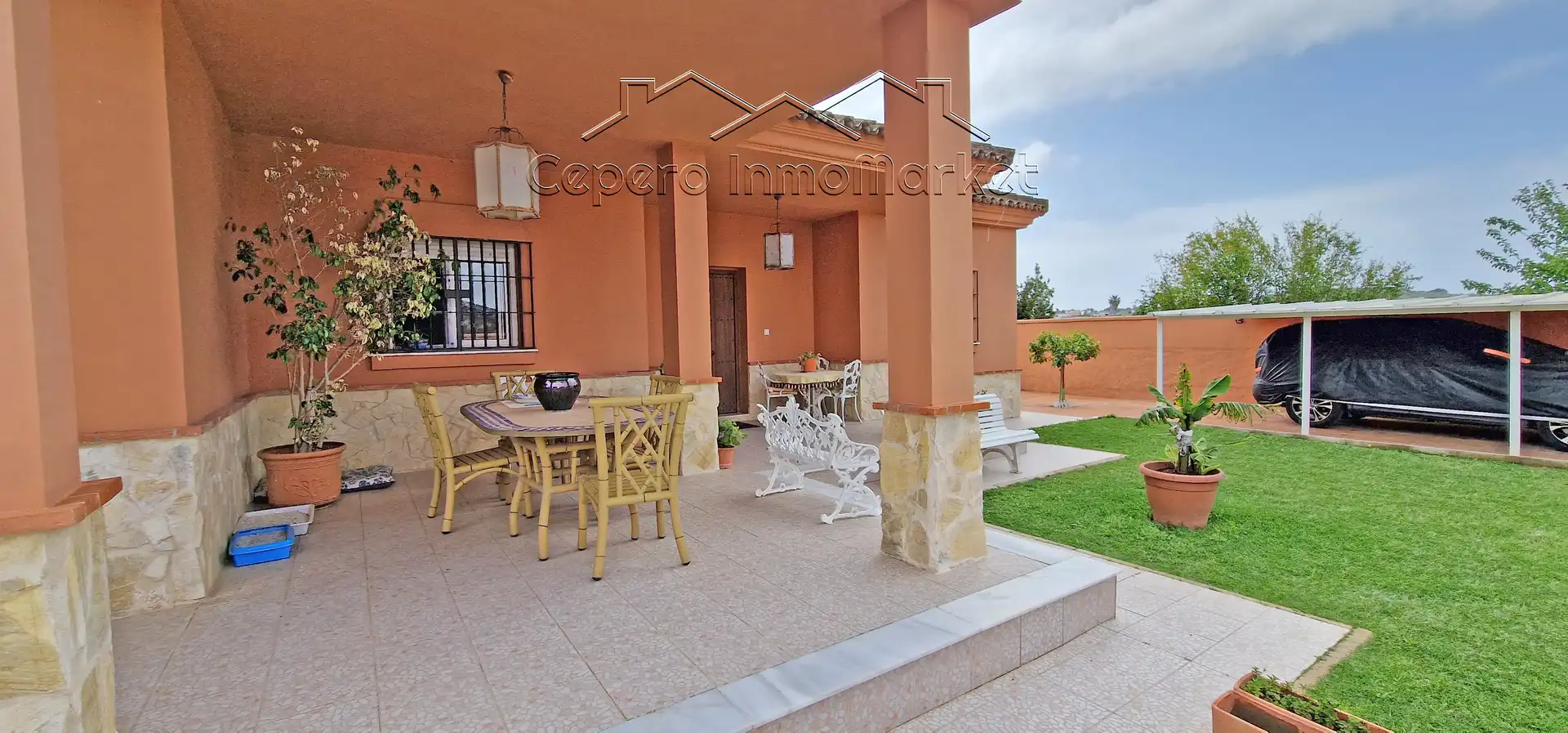 Terrassa de Casa o xalet en venda en El Puerto de Santa María amb Aire condicionat, Jardí privat i Piscina