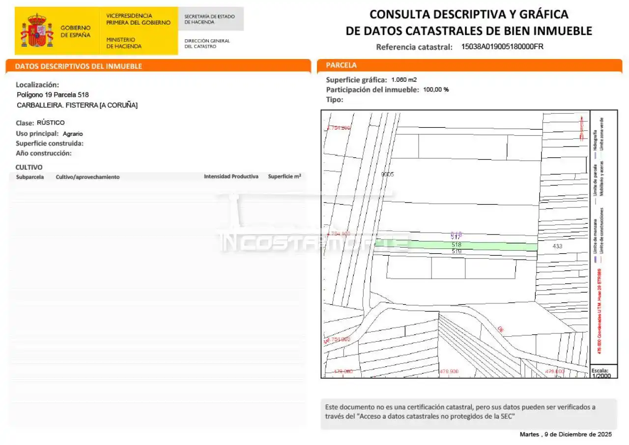 Land for sale in Fisterra