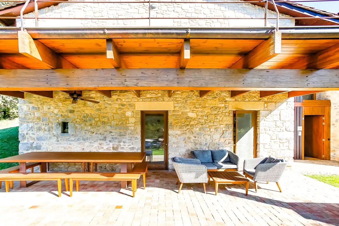 Terrace of Country homes for sale in Montagut i Oix  with Private garden, Terrace and Swimming Pool