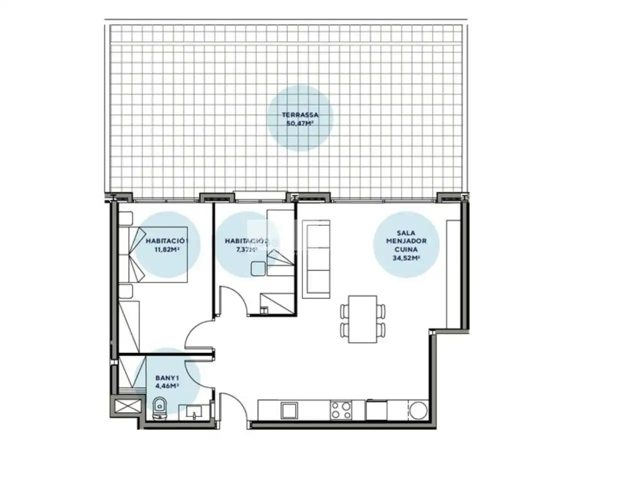 Wohnung zum Verkauf in Tona mit Klimaanlage, Heizung und Terrasse