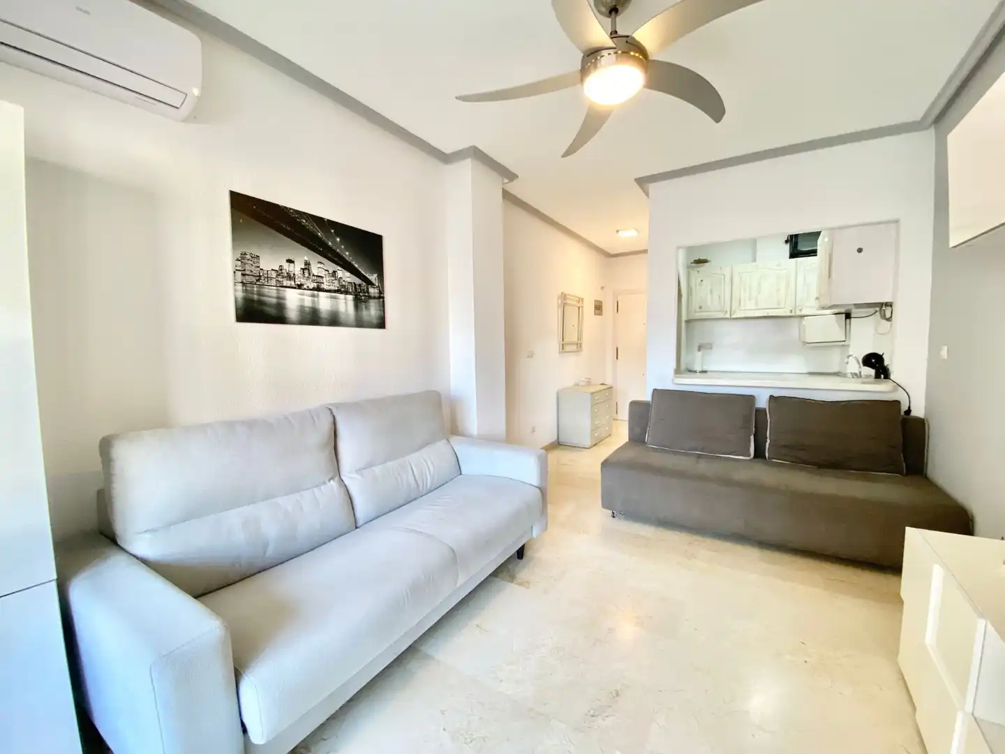 Sala de estar de Estudio de alquiler en Torrevieja con Aire acondicionado, Calefacción y Amueblado