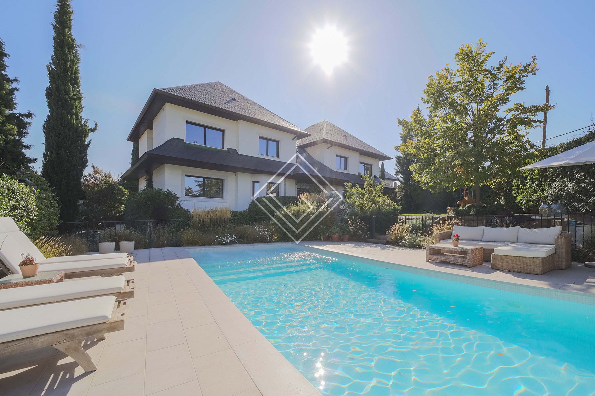 Swimming pool of House or chalet to rent in  Madrid Capital  with Air Conditioner, Private garden and Terrace