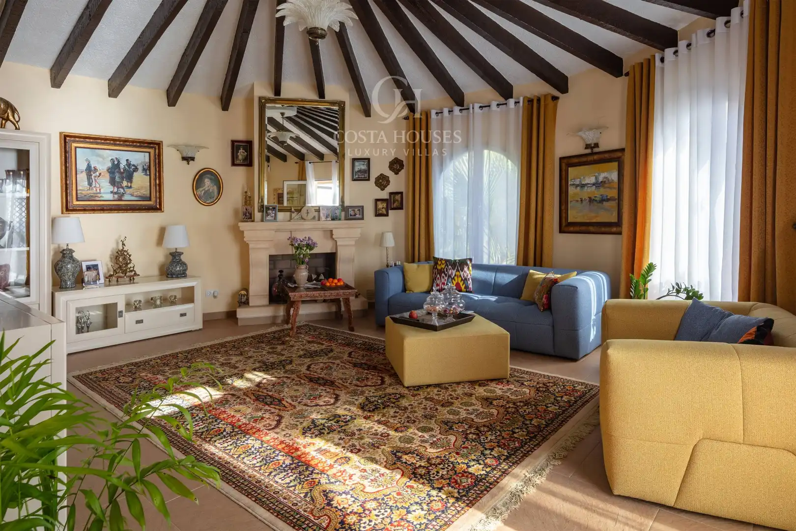 Wohnzimmer von Haus oder Chalet zum Verkauf in Jávea / Xàbia mit Klimaanlage, Privatgarten und Terrasse