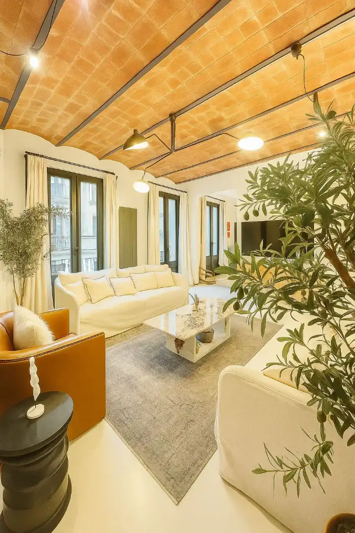 Wohnzimmer von Wohnung zur Miete in Barcelona mit Klimaanlage, Heizung und Parkett