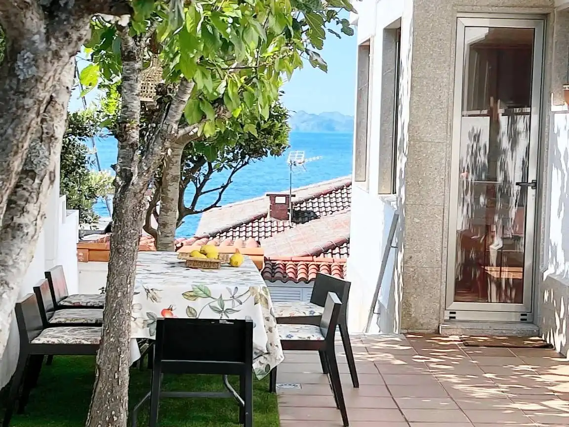 Terraza de Finca rústica de alquiler en Baiona con Jardín privado, Terraza y Piscina