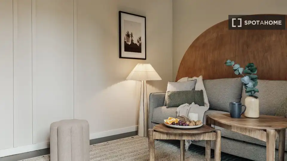 Sala d'estar de Apartament per a compartir en Barcelona amb Aire condicionat, Terrassa i Moblat