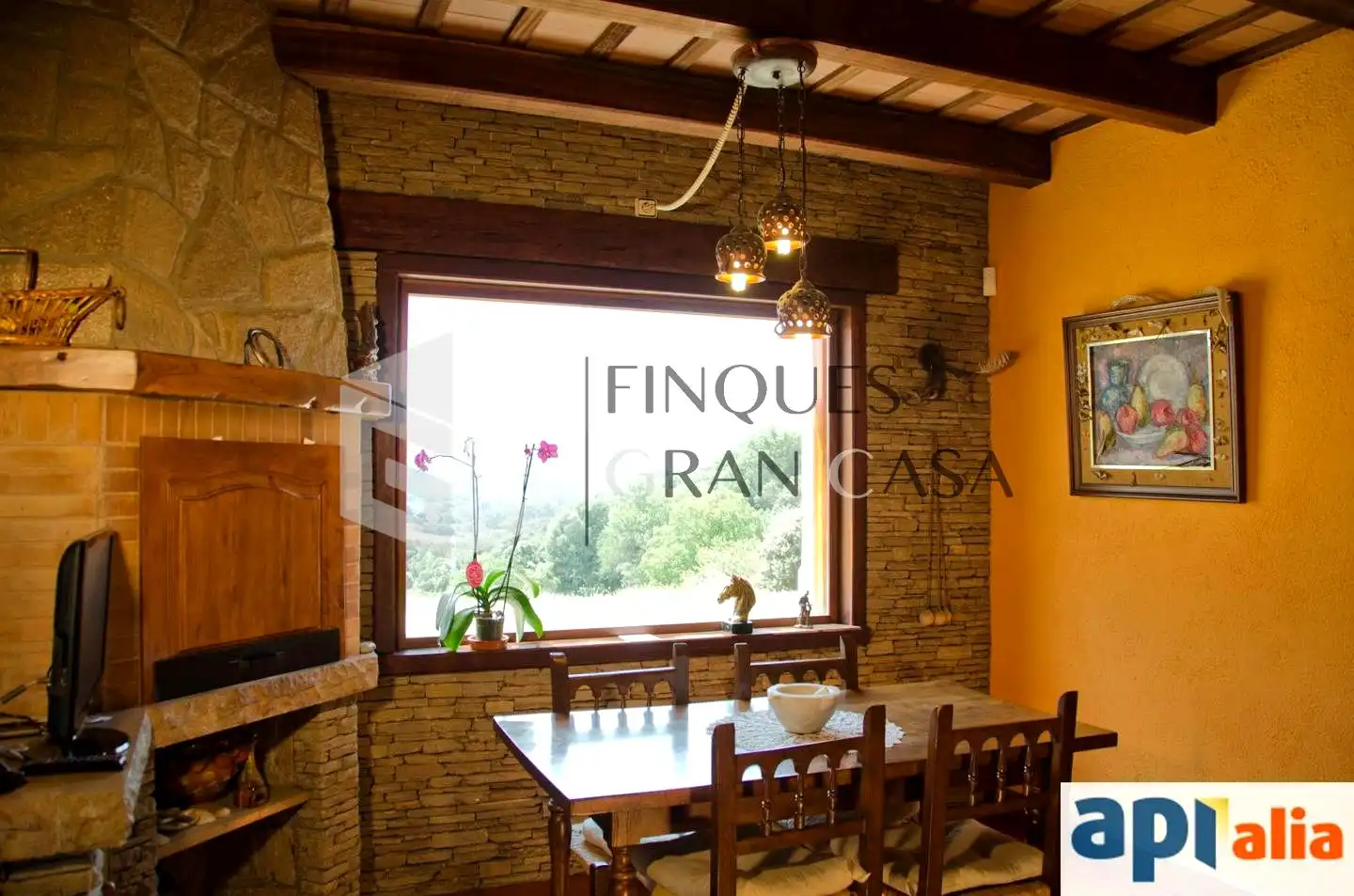 Esszimmer von Country house zum Verkauf in Sant Antoni de Vilamajor mit Privatgarten, Parkett und Terrasse