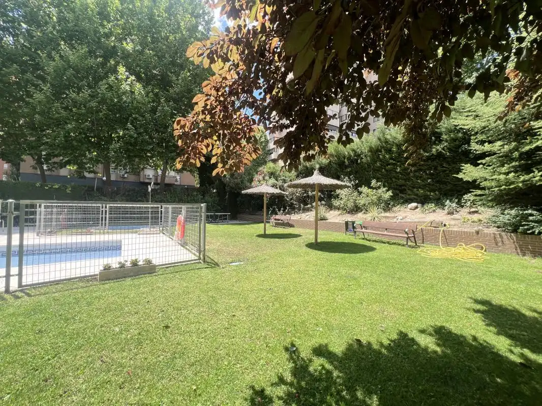 Garden of Flat for rent in Madrid  with Air Conditioner, Heating and Swimming Pool
