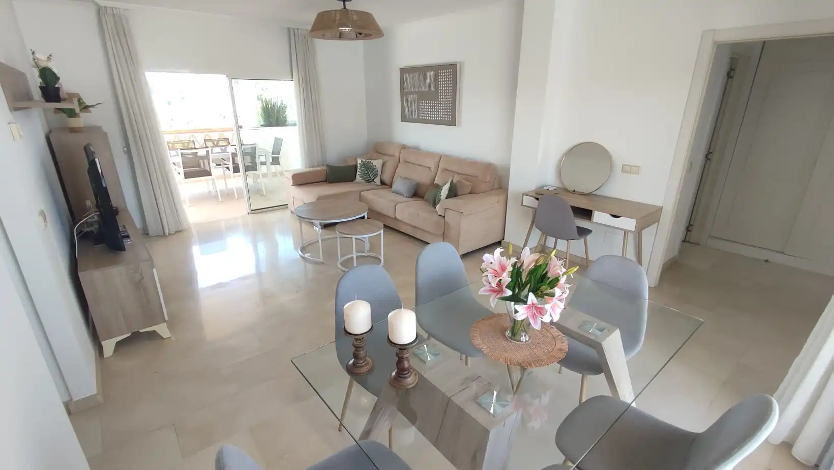 Menjador de Àtic de lloguer amb opció a compra en Mijas amb Aire condicionat, Terrassa i Moblat