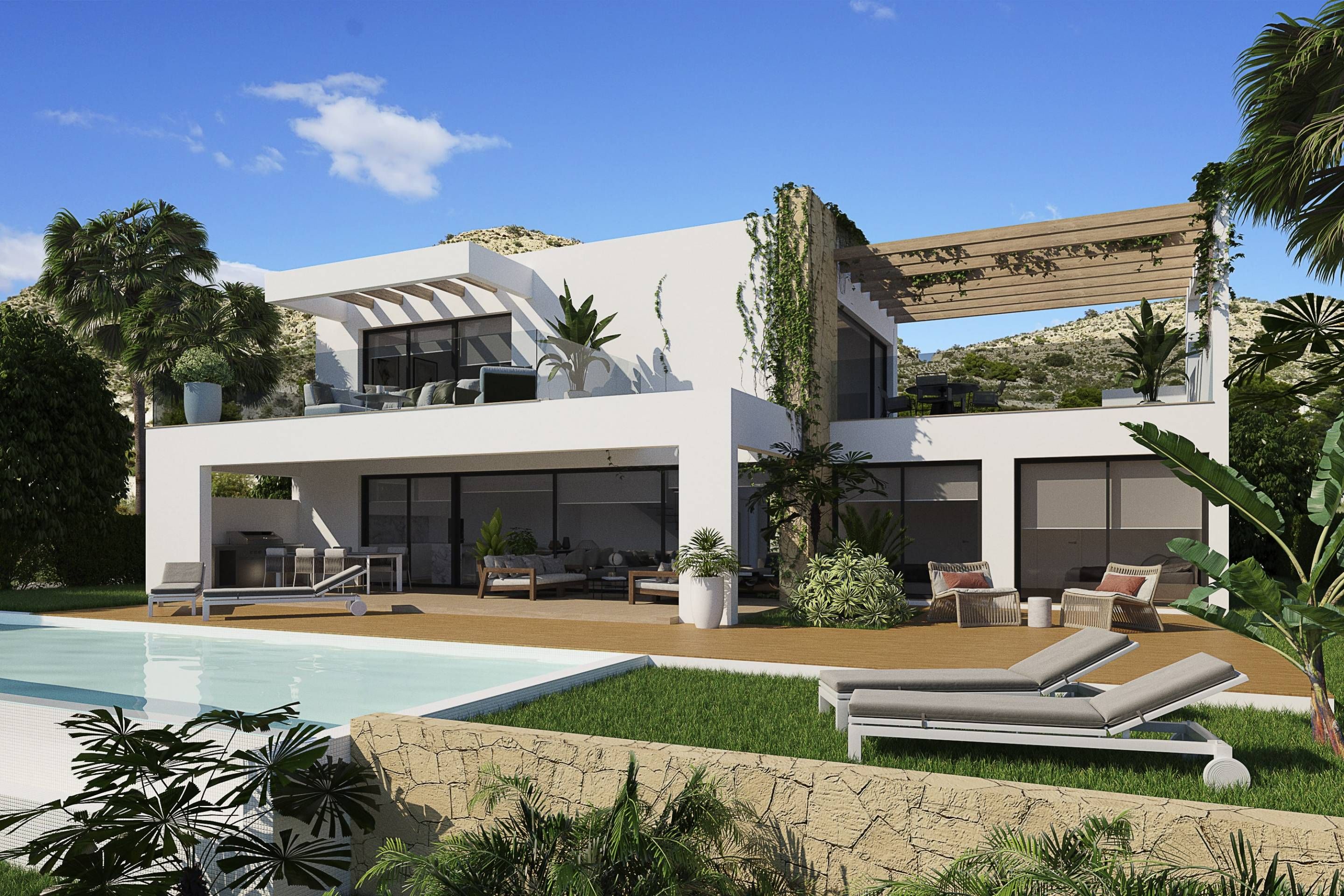 Vista exterior de Casa o xalet en venda en Monforte del Cid amb Aire condicionat, Calefacció i Jardí privat