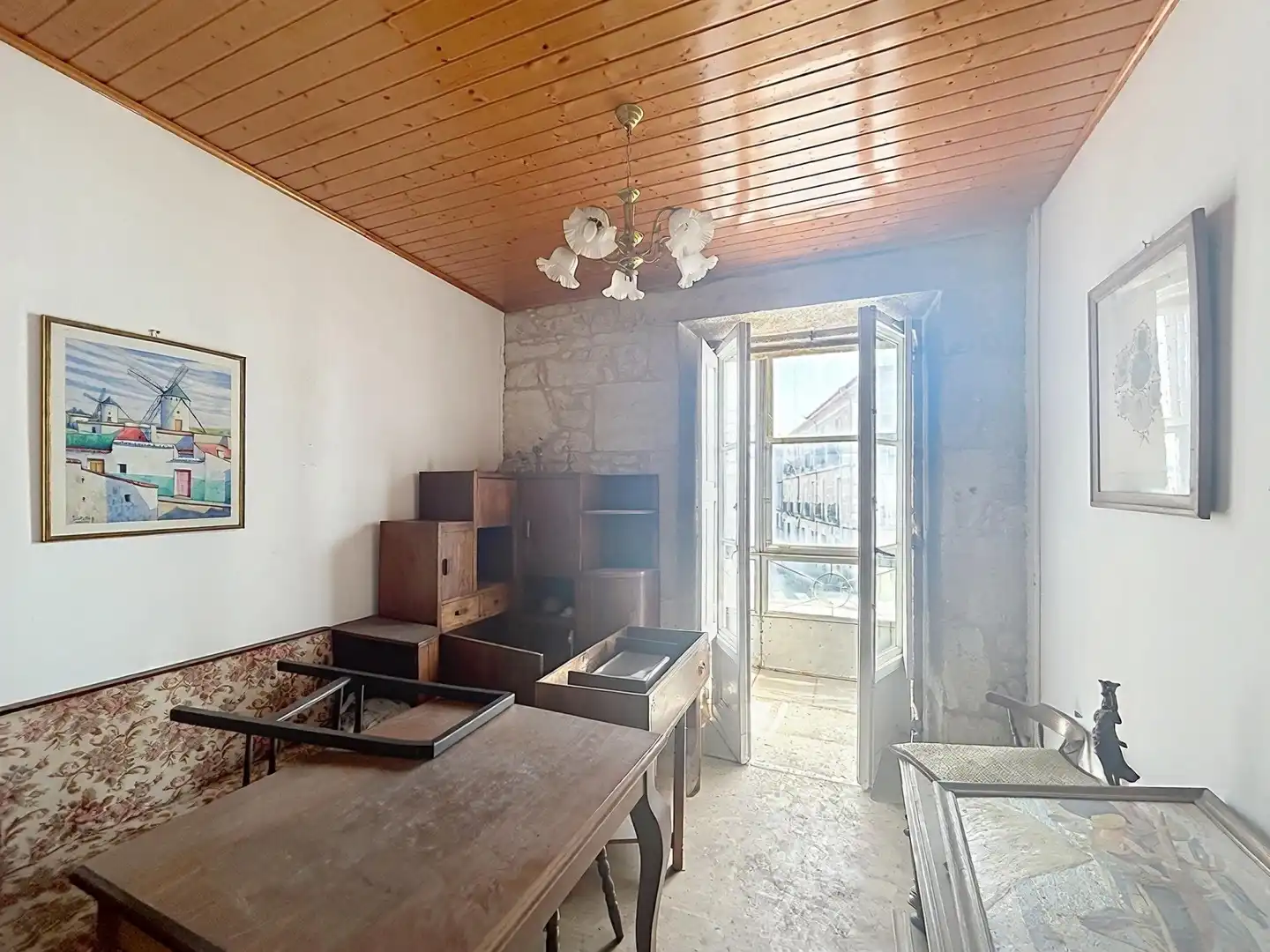 Sala de estar de Finca rústica en venta en Pontecesures con Terraza y Balcón