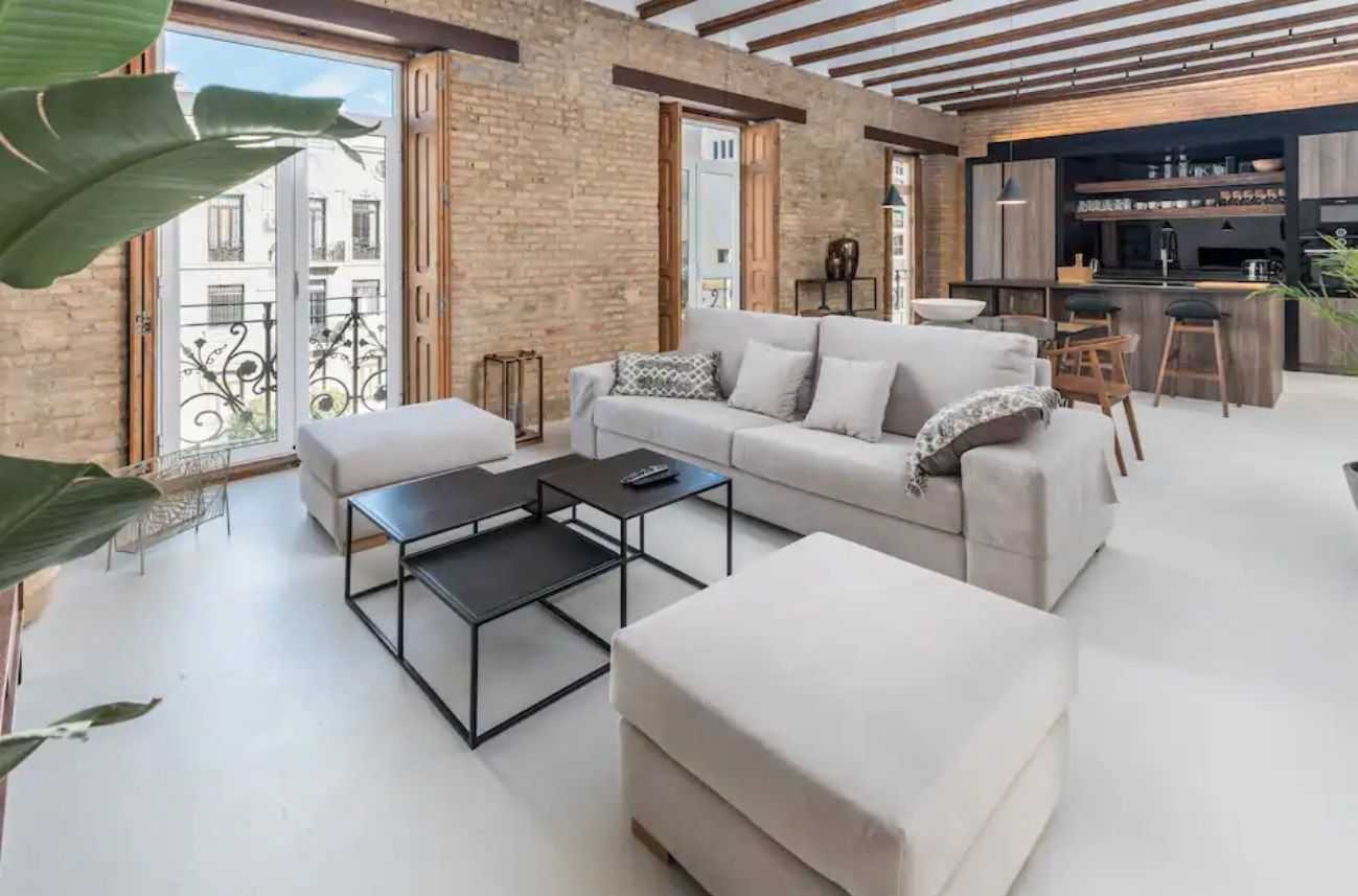 Sala de estar de Apartamento de alquiler en  Valencia Capital con Aire acondicionado, Calefacción y Terraza