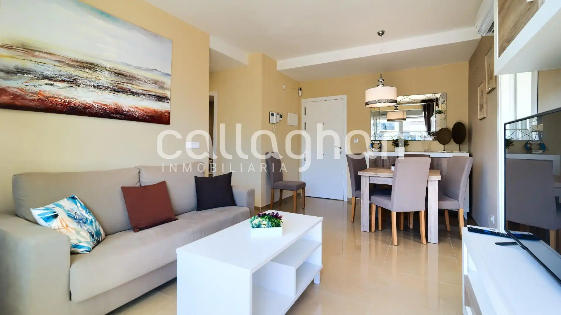Sala de estar de Piso en venta en Oropesa del Mar / Orpesa con Aire acondicionado, Calefacción y Jardín privado