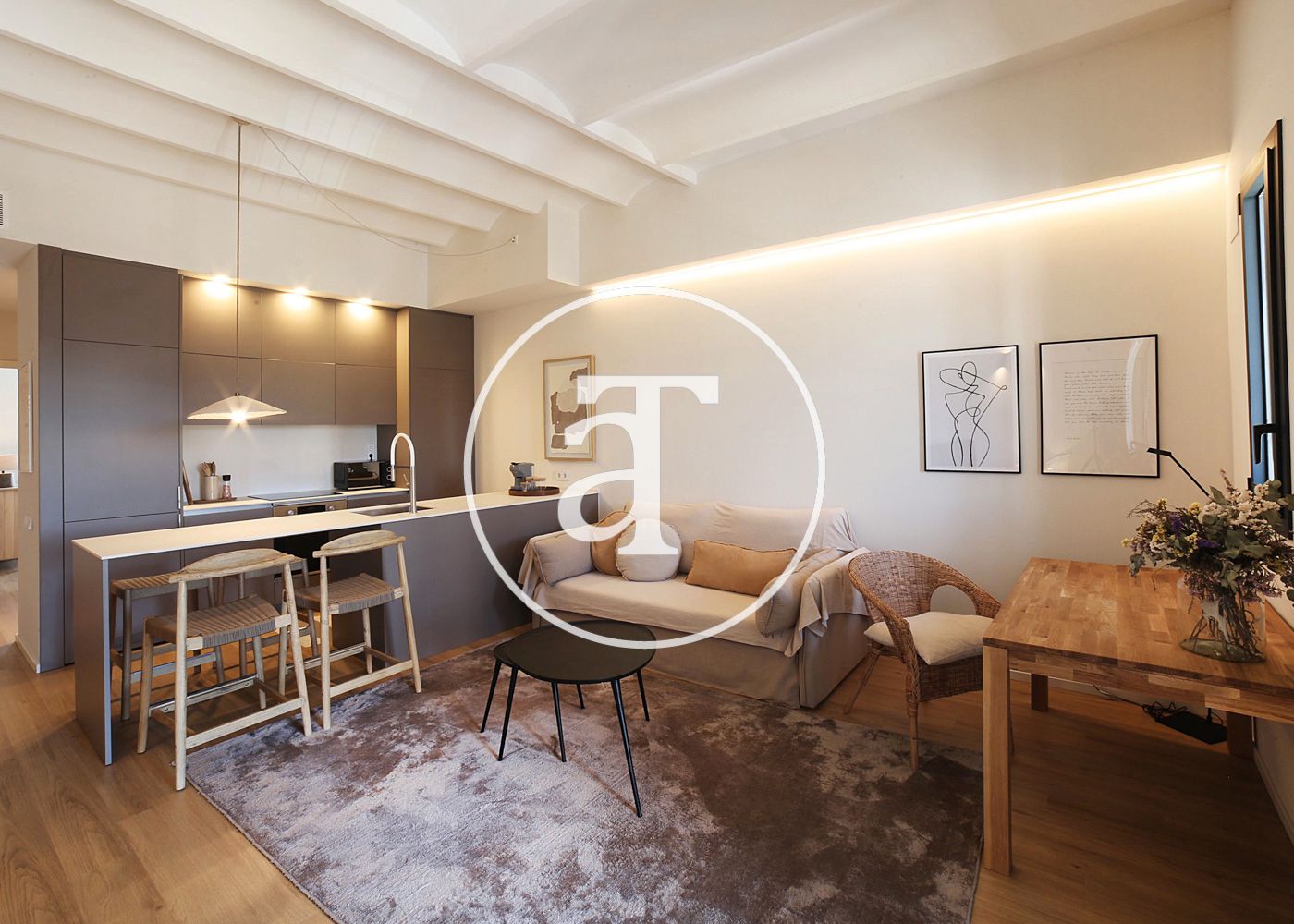 Sala d'estar de Pis de lloguer en  Barcelona Capital amb Aire condicionat, Calefacció i Terrassa