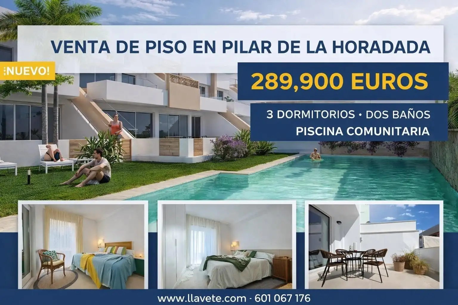 Piso en venta en Pilar de la Horadada con Jardín privado, Terraza y Trastero