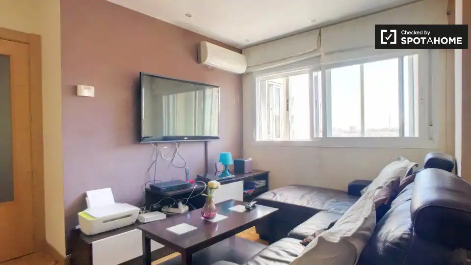 Wohnzimmer von Wohnung zur untervermieten in Madrid mit Klimaanlage, Heizung und Terrasse