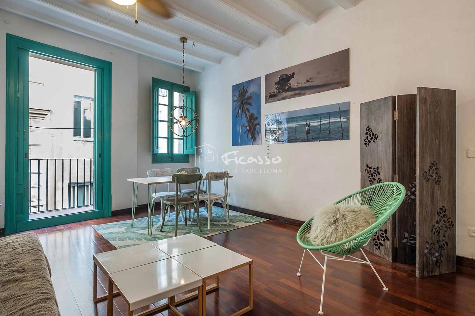 Dining room of Flat to rent in  Barcelona Capital  with Air Conditioner, Parquet flooring and Furnished