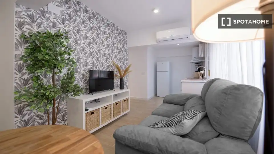 Wohnzimmer von Wohnung zur Miete in Valencia mit Klimaanlage, Heizung und Möbliert