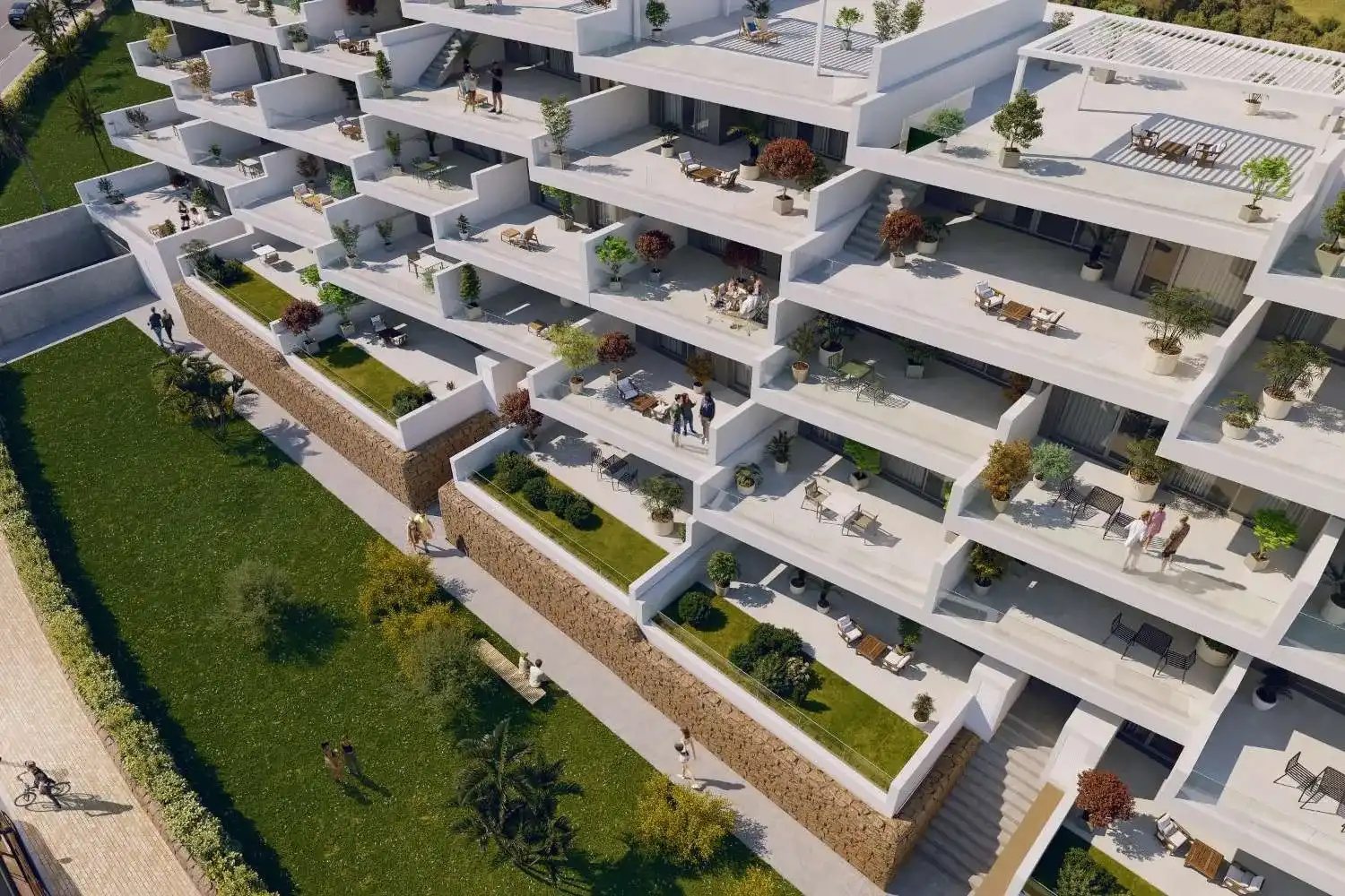Außenansicht von Erdgeschoss zum Verkauf in Manilva mit Klimaanlage, Terrasse und Schwimmbad