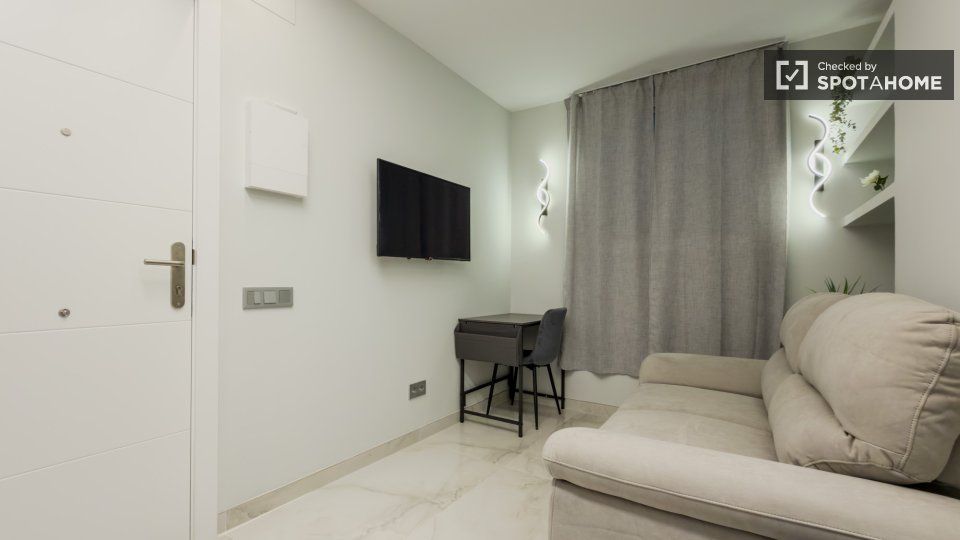 Sala de estar de Piso de alquiler en  Barcelona Capital con Aire acondicionado, Calefacción y Amueblado