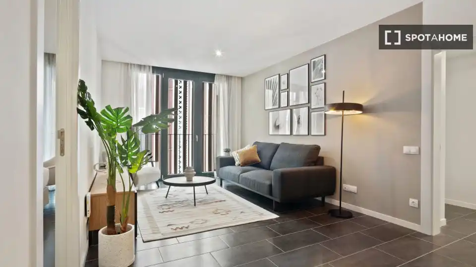 Living room of Flat for rent in Barcelona  with Air Conditioner, Heating and Furnished