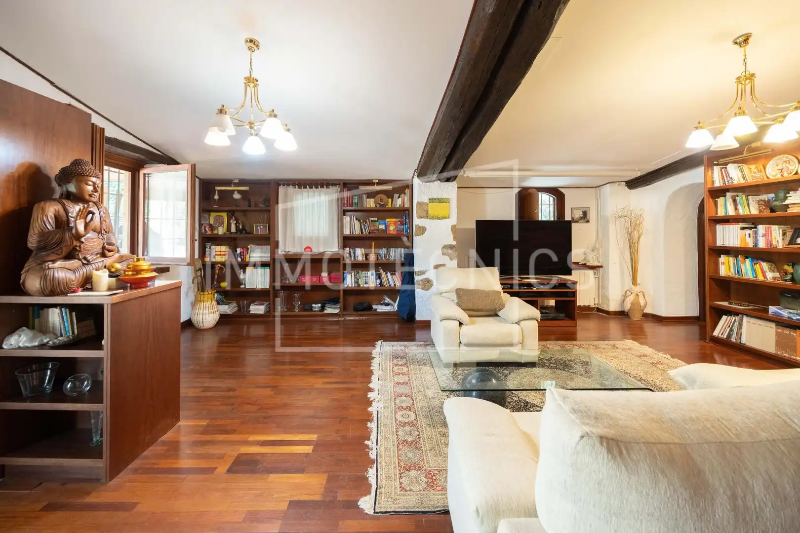 Sala d'estar de Finca rústica en venda en Sant Iscle de Vallalta amb Calefacció, Jardí privat i Piscina