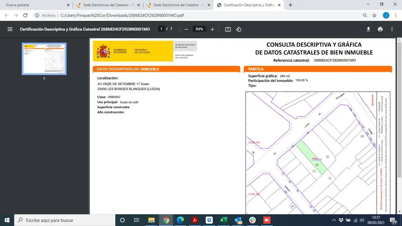 Residential land for sale in Carrer Onze de Setembre 13