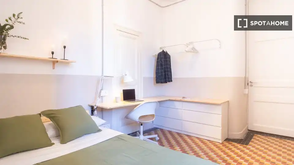 Habitación de Piso para compartir en Barcelona con Aire acondicionado, Calefacción y Amueblado