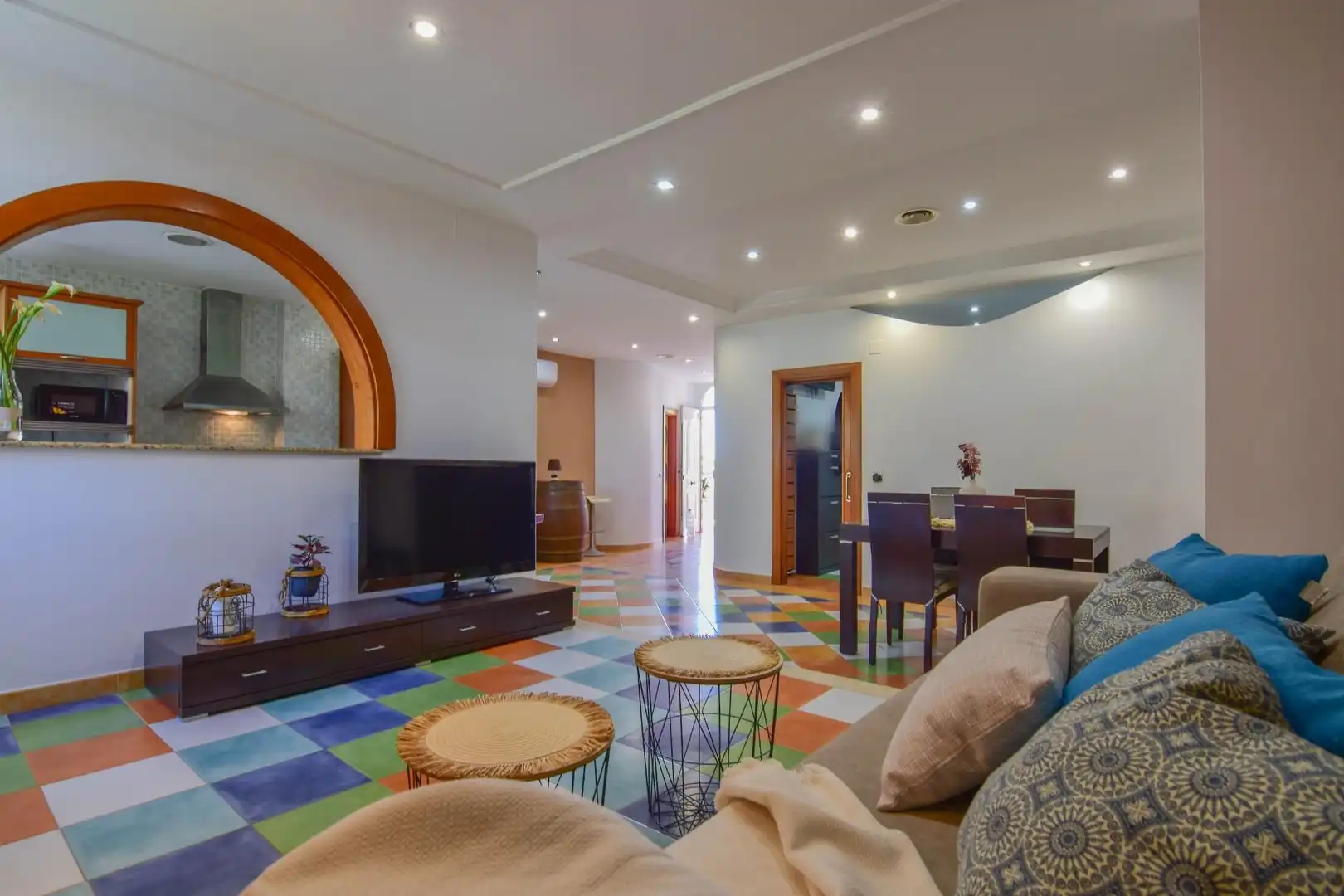 Sala d'estar de Planta baixa de lloguer en La Pobla de Farnals amb Aire condicionat, Moblat i Piscina comunitària