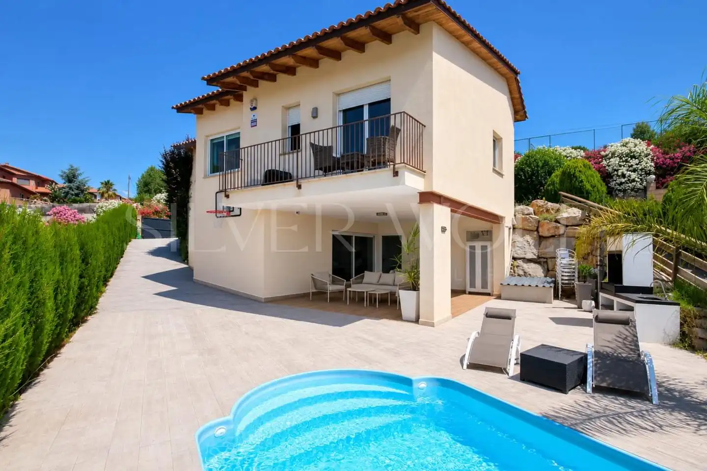Vista exterior de Casa o xalet en venda en Caldes de Montbui amb Aire condicionat, Calefacció i Jardí privat