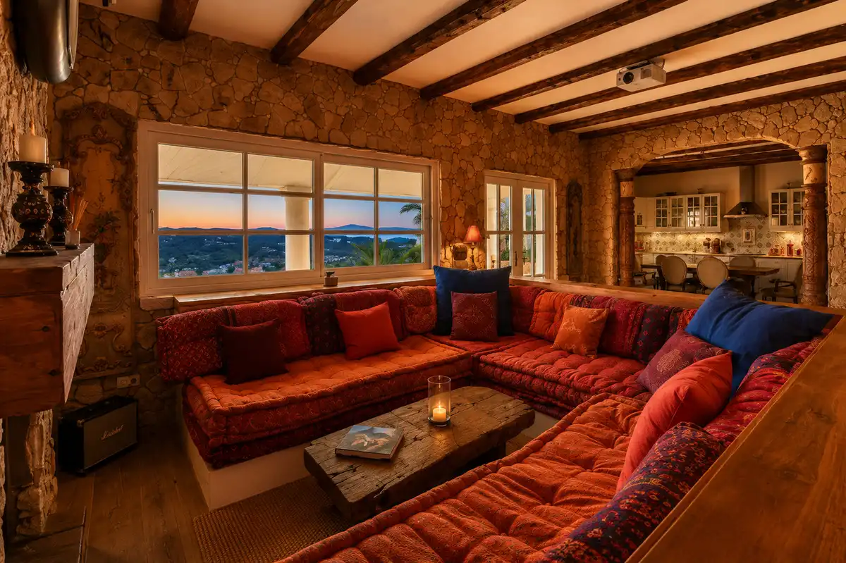 Living room of Houses for rent in Santa Eulària des Riu  with Air Conditioner, Heating and Private garden