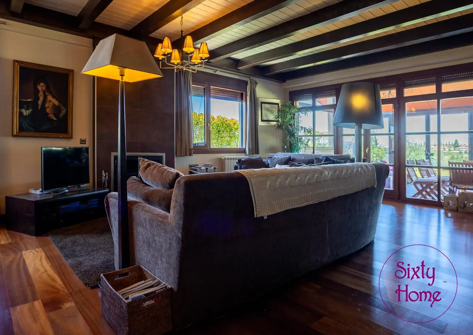 Sala de estar de Casa o chalet en venta en Jaca con Calefacción, Jardín privado y Parquet