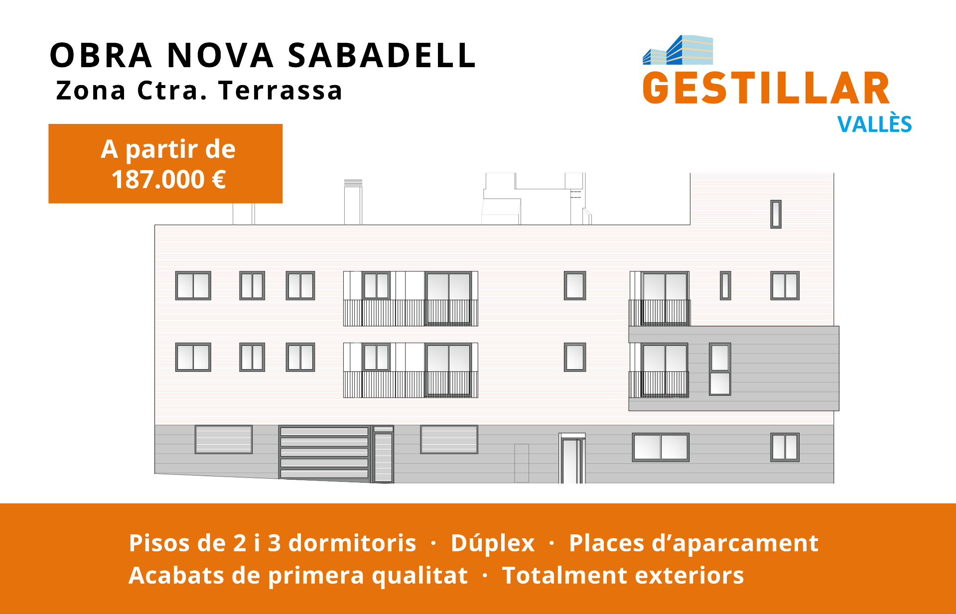 Vista exterior de Piso en venta en Sabadell
