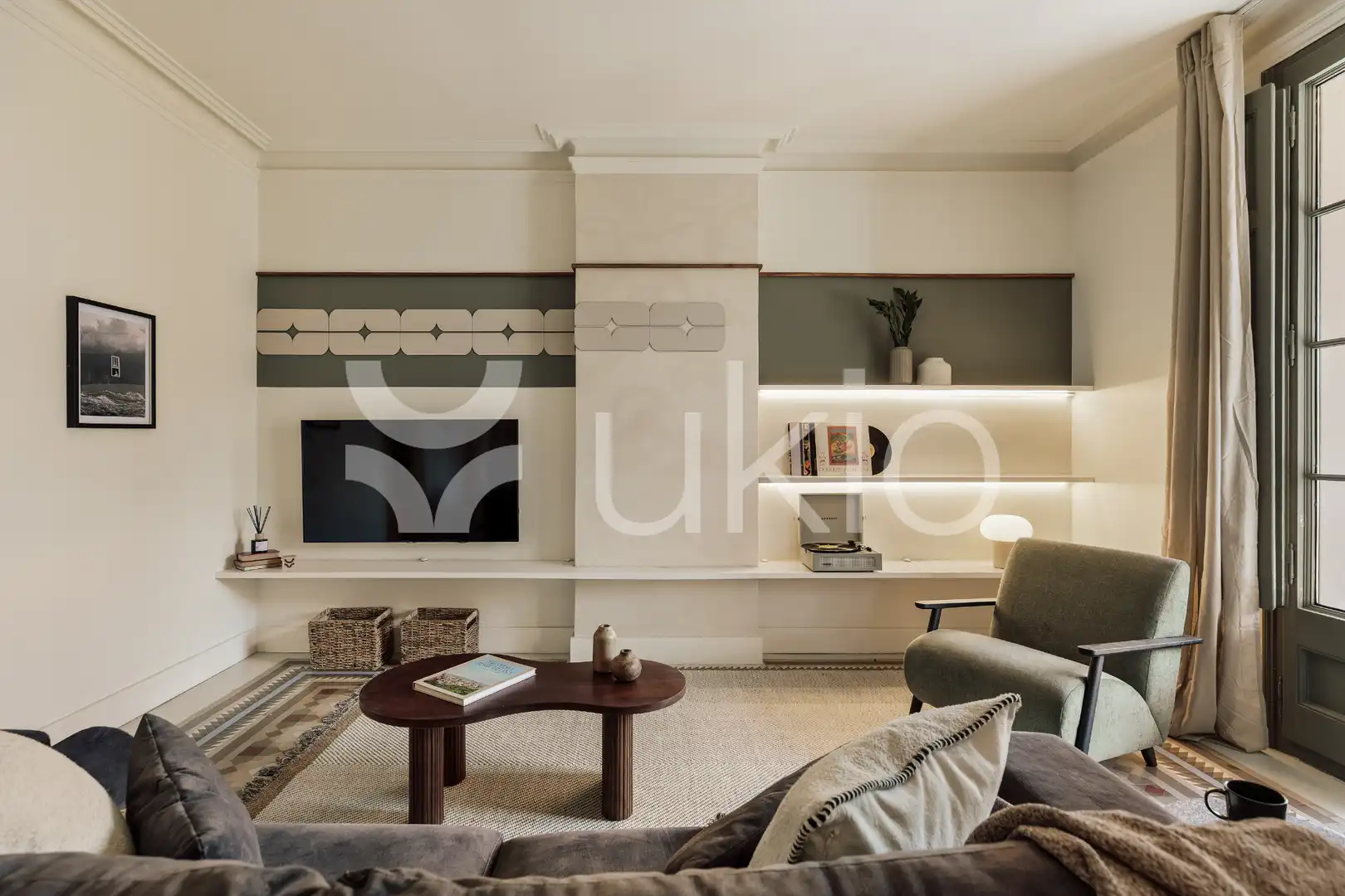 Wohnzimmer von Wohnungen zur Miete in Barcelona mit Klimaanlage, Heizung und Terrasse