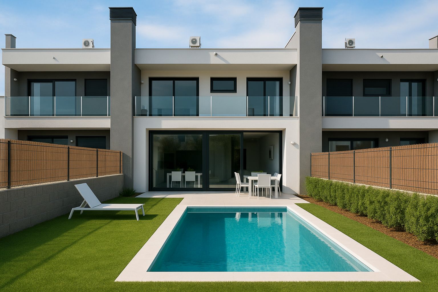 Piscina de Casa adosada en venda en Campllong amb Aire condicionat, Calefacció i Jardí privat