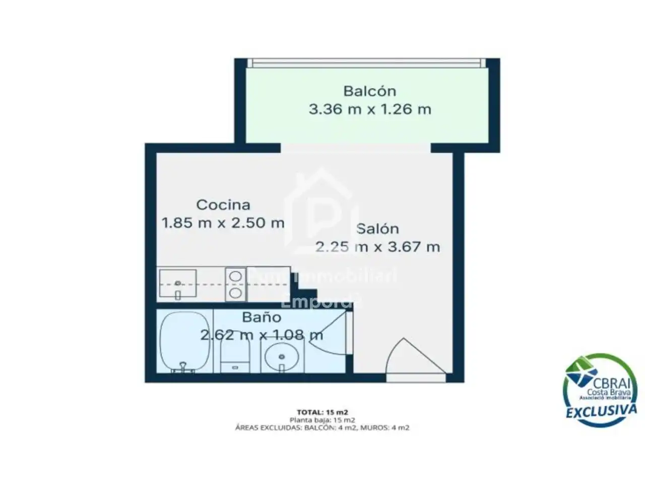 Habitación de Estudio en venta en Empuriabrava con Aire acondicionado, Terraza y Amueblado