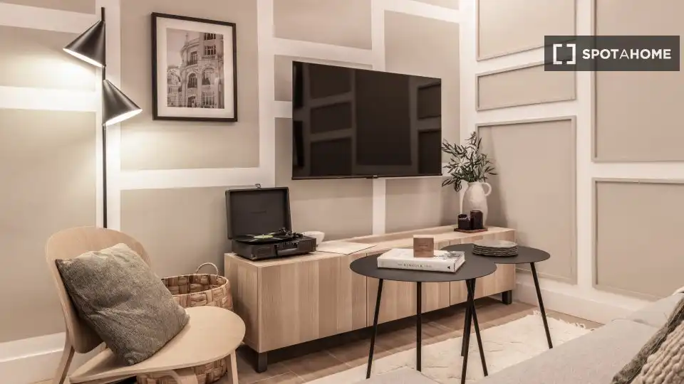 Wohnzimmer von Wohnung zur Miete in Madrid mit Klimaanlage, Heizung und Möbliert
