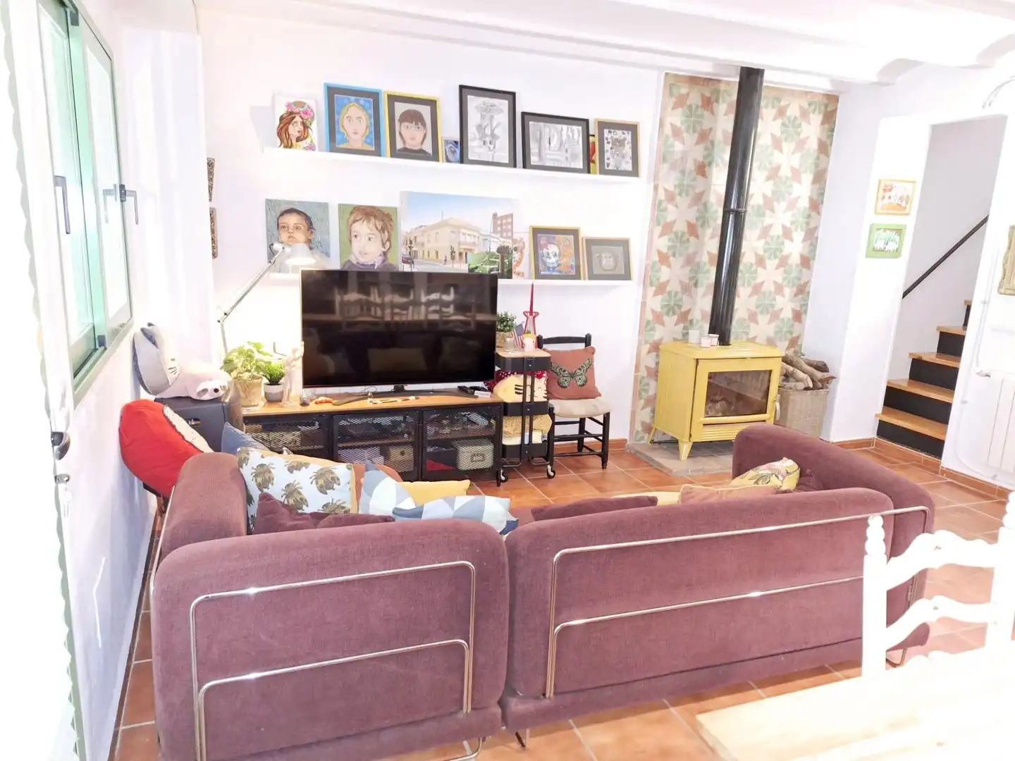 Sala de estar de Casa adosada en venta en El Pinós / Pinoso con Aire acondicionado, Calefacción y Terraza