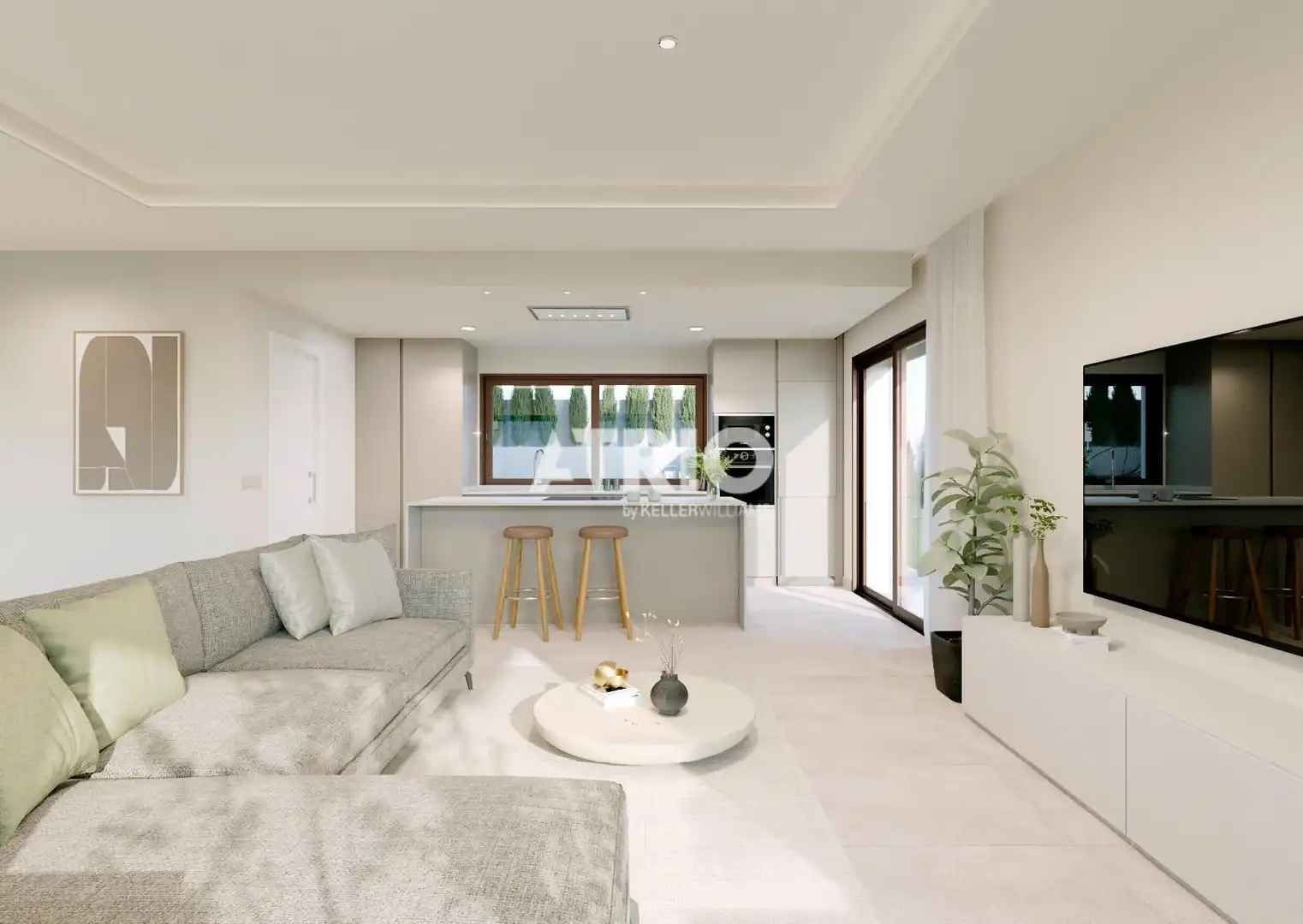 Wohnzimmer von Einfamilien-Reihenhaus zum Verkauf in Calvià mit Klimaanlage, Privatgarten und Terrasse