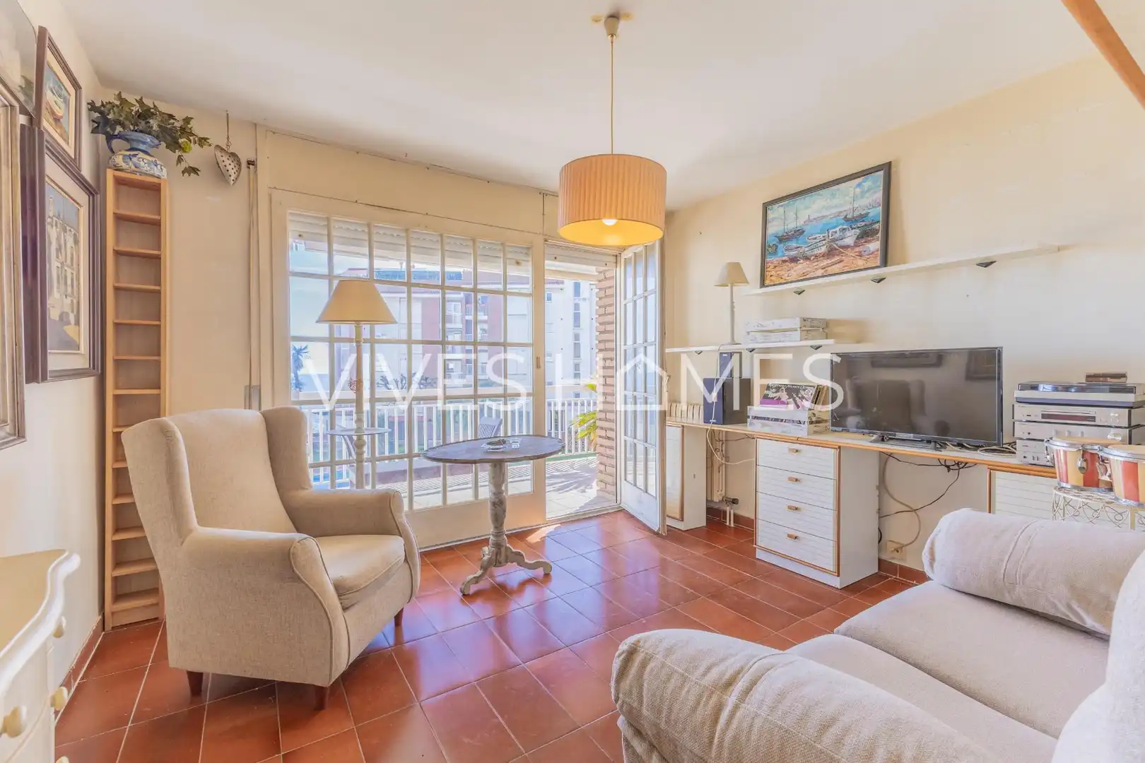 Living room of Flat for sale in Sant Andreu de Llavaneres  with Heating, Terrace and Furnished