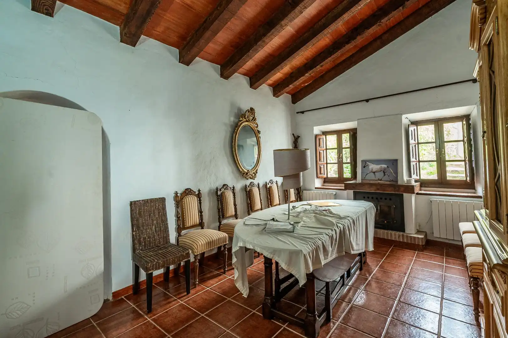 Comedor de Finca rústica en venta en Villanueva de la Concepción con Terraza, Piscina y Amueblado