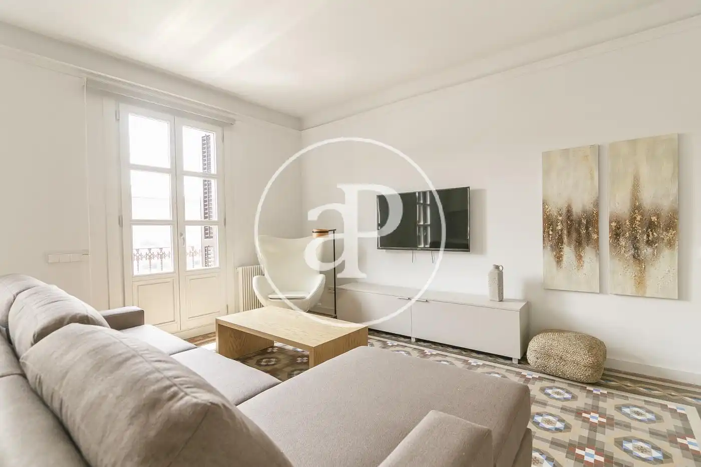 Wohnzimmer von Wohnung zur Miete in  Barcelona Capital mit Klimaanlage, Heizung und Möbliert