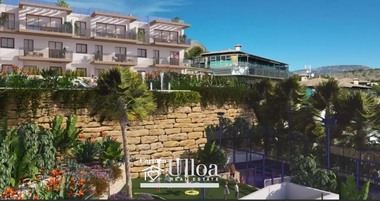 Vista exterior de Casa adosada en venda en L'Alfàs del Pi amb Calefacció, Jardí privat i Piscina comunitària