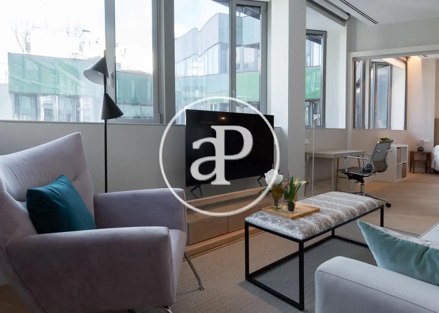 Wohnzimmer von Wohnung zur Miete in Madrid mit Klimaanlage, Heizung und Privatgarten