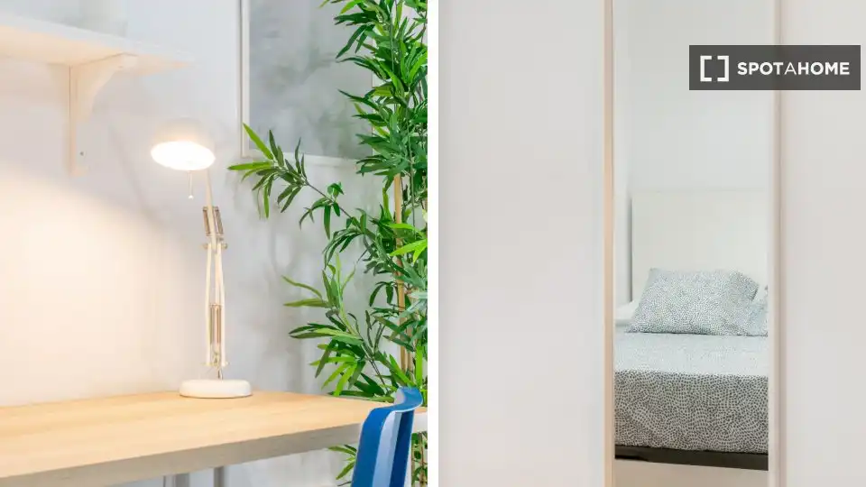 Schlafzimmer von Wohnung zur untervermieten in Barcelona mit Klimaanlage, Heizung und Möbliert