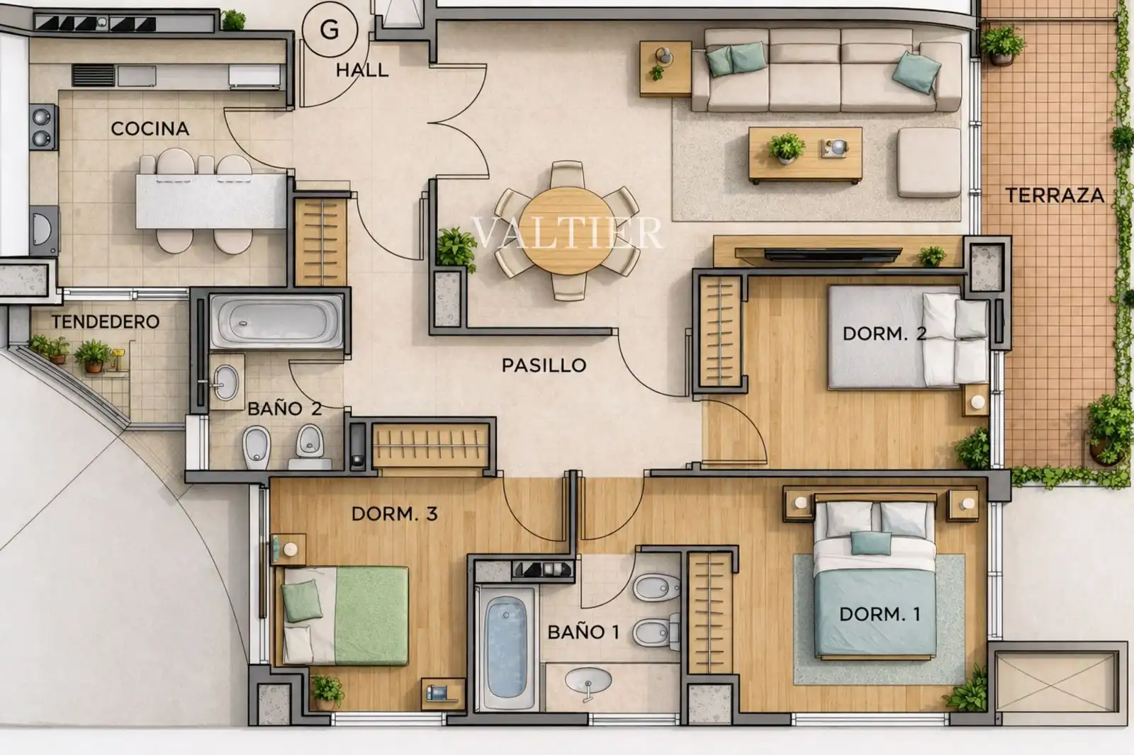 Wohnung zur Miete in Madrid mit Klimaanlage und Terrasse