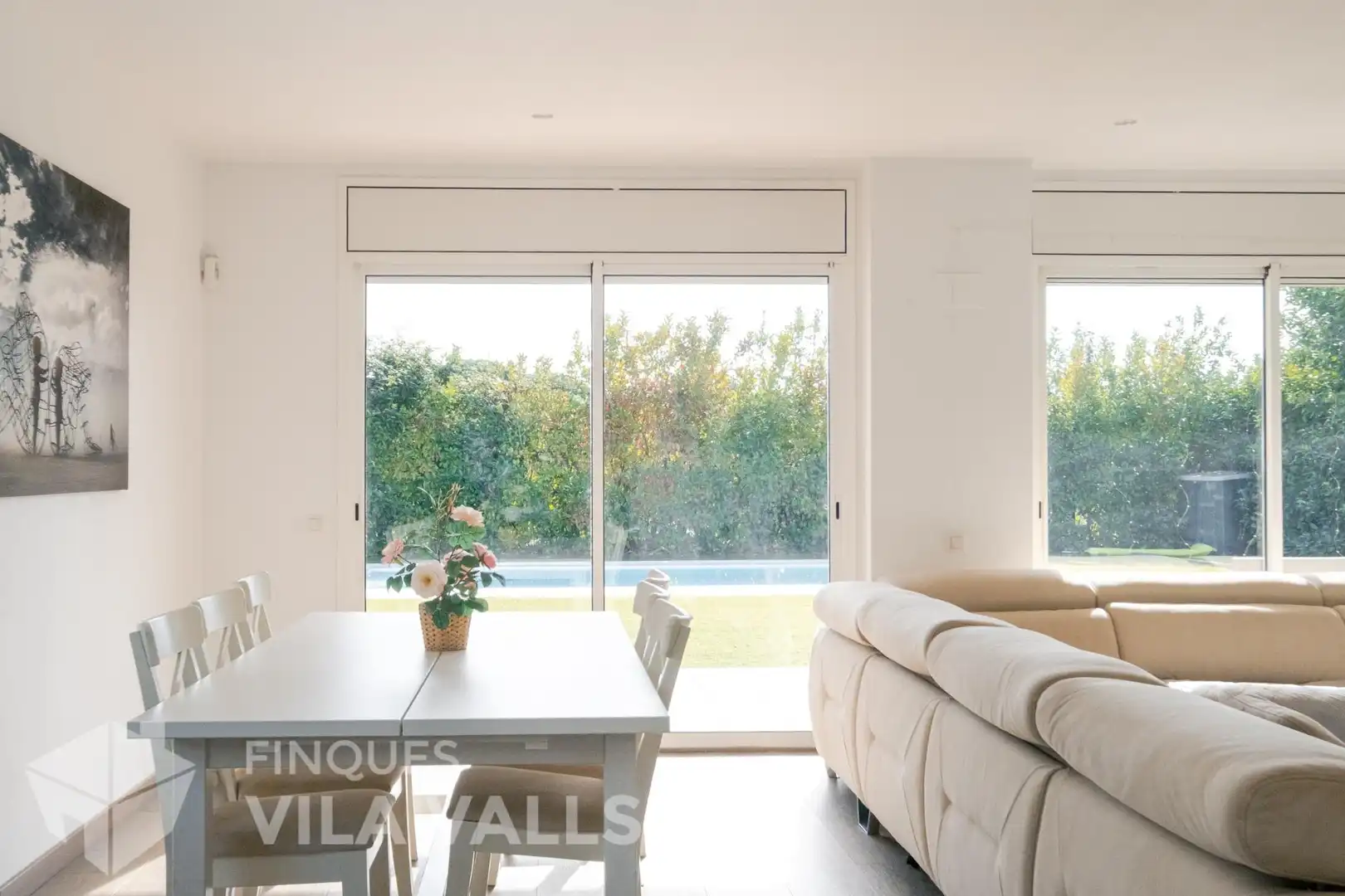 Sala d'estar de Casa o xalet en venda en Bigues i Riells del Fai amb Aire condicionat, Jardí privat i Parquet