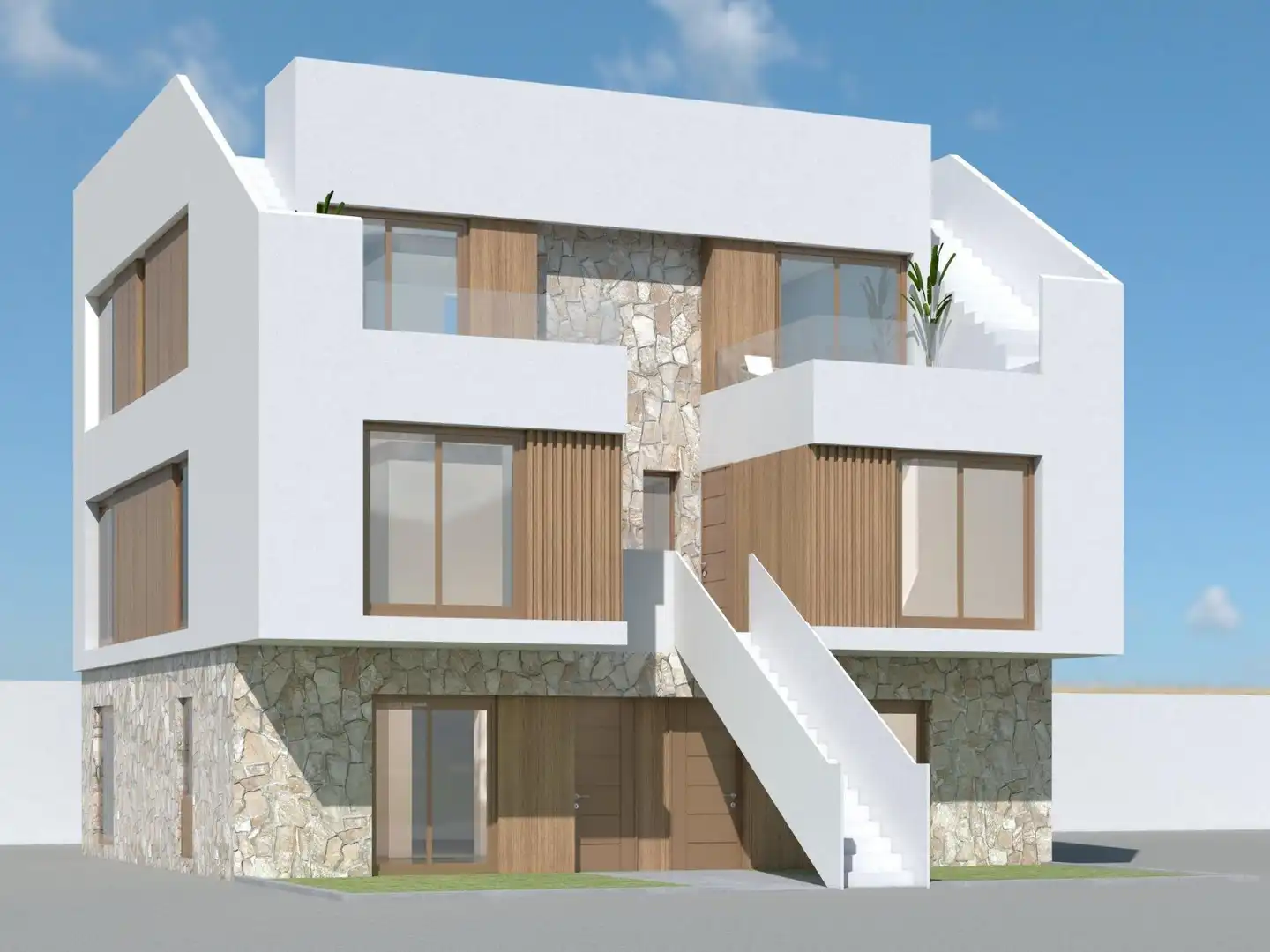 Außenansicht von Wohnungen zum Verkauf in Benejúzar mit Klimaanlage, Privatgarten und Terrasse
